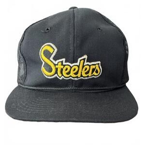 Vintage Pittsburgh Steelers Mesh Black Snapback NFL Football Hat